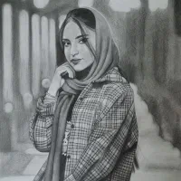 طراحی و نقاشی چهره سیاه قلم و مدادرنگی هدیه عالی