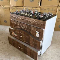 گاز طرح فر  قهوای سفید طرح سنگ کرم طوسی