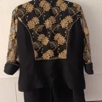 ست کت دامن مجلسی آستین گیپور