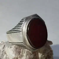 انگشتر نقره(۹۲۵)با نگین عقیق یمنی اصل قدیمی