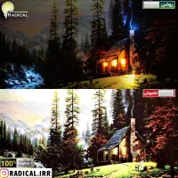 تابلو نوری چراغ دار شب خواب کلبه منظره سه بعدی