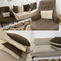 سرویس مبل۷نفره همراه ۴تامیزعسلی‌تاشو