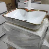 روشویی کابین دیواری سفیدطلایی
