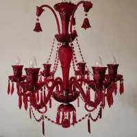 لوستر باکارات ۶ شاخه قرمز ریسه دار
