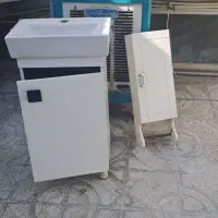 روشویی سنگ همراه با کابینت بغل و زیر