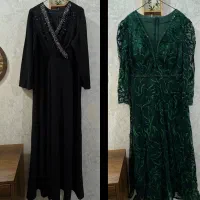 دو عدد لباس مجلسی سبز سلطنتی و مشکی ساده
