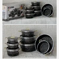 قابلمه ۱۴ پارچه طرح کف زنبوری تفلون برند ماربل