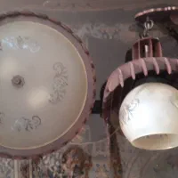 فروش سقفی دو لامپ و دیواری، چوب و شیشه شیگ