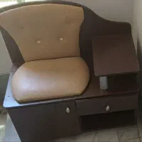 میز تلفن ام دی اف  با نشیمن‌ چرم مصنوعی