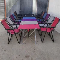 صندلی سیار طرح ساحلی مدل فنردار کنار چادر مسافرتی