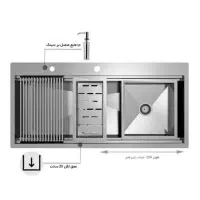سینک ظرفشویی استیل دستساز سایز d90 دو پله