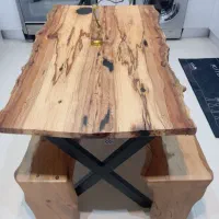 میز نهار خوری چوبی و رزین