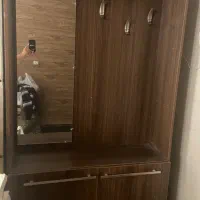 جا کفشی و آویز لباس و آینه mdf چوب لباسی  آینه قدی