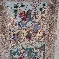 فرش گل ابریشم آنتیک