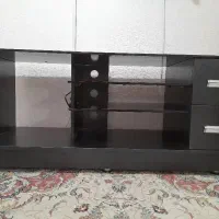 میز تلویزیون شیشه ای دوکشو