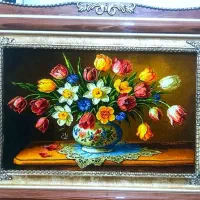تابلو فرش گل ترمه کد 21
