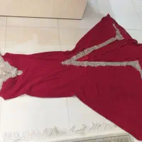 لباس مجلسی ماکسی شرابی سنگ‌دوزی شده سایز ۳