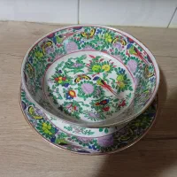 کاسه و بشقاب قاب و قدح گل مرغی آنتیک