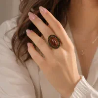 حراج انگشتر دخترانه عقیق /سایز آزاد/رکاب برنز قجری