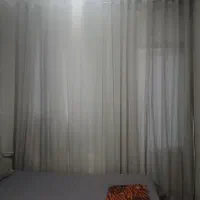 پرده حریر شاین  سفید کناره طوسی