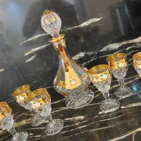تنگ و گیلاس جام، میوه خوری کریستال چک طلاکوب