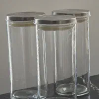 جا حبوباتی شیشه ای درب استیل