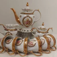 سرویس ۱۷ پارچه چایخوری لیلی و مجنون طلا کوب