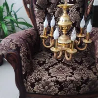 لوستر نو آبکاری طلا و پرده پنجره نو