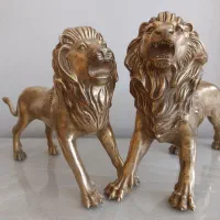 مجسمه برنز شیر نر و ماده