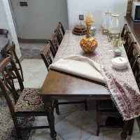 مبل قالی و میز ناهار خوری چوبی