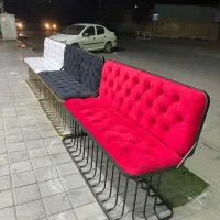 مبل نشیمن سه نفره پاف رگال دار آینه دار