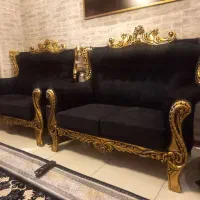 مبل ۷ نفره ومیز وعسلی طلایی مشکی بسیار شیک سفارشی