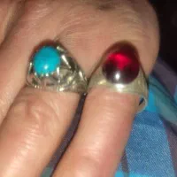 دو  عدد  انگشتر نقره عقیق و فیروزه...