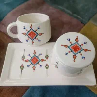 ست سرامیکی دستساز و خاص، فنجان، قندان و ماگ