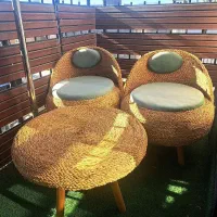 ست دو نفره میز صندلی حصیری