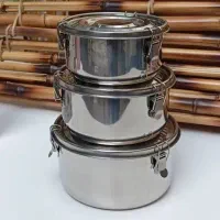 ظرف غذای ۳ عددی استیل درب قفل دار نگهدارنده یوتیک