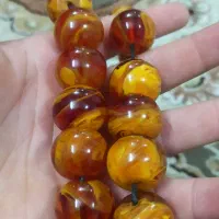 تسبیح کهربا کره عسلی