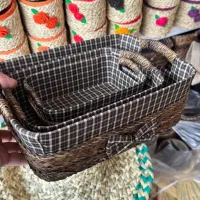 سبد ۳ تیکه حصیری