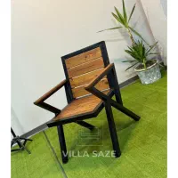 میزو صندلی باغی/صندلی روستیک چوب فلزصندلی تشک خور