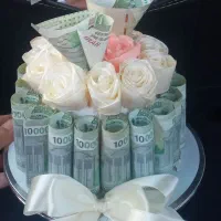 دسته گل روبانی وپولی