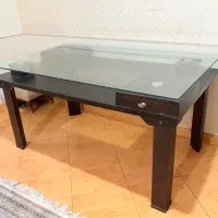 میز نهار خوری شش نفره با شیشه ده میل