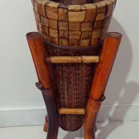 گلدان کنار سالنی چوبی
