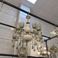 لوستر چینی ۵شاخ ۱۰ شعله سرامیکی پرکار برنز سوگلی