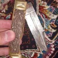 چاقو ضامن دار زنجان بدنه برنجه و شاخ