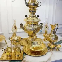 سماور زغالی ۱۵ پارچه برنجی
