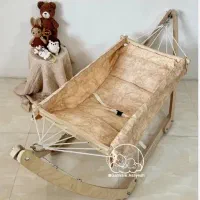 گهواره ویکی مخمل کرم ۸ طنابه نو و اکبند ۳/۵۰۰
