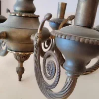 لوستر برنجی قدیمی سنگین ، 6 شاخه ، جفت