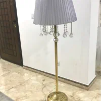آباژور بزرگ طوسی پایه استیل طلایی