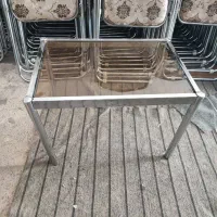 میز استیل شیشه