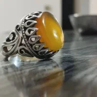 دو عدد انگشتر نقره با نگین شرف و الشمس و عقیق بنفش